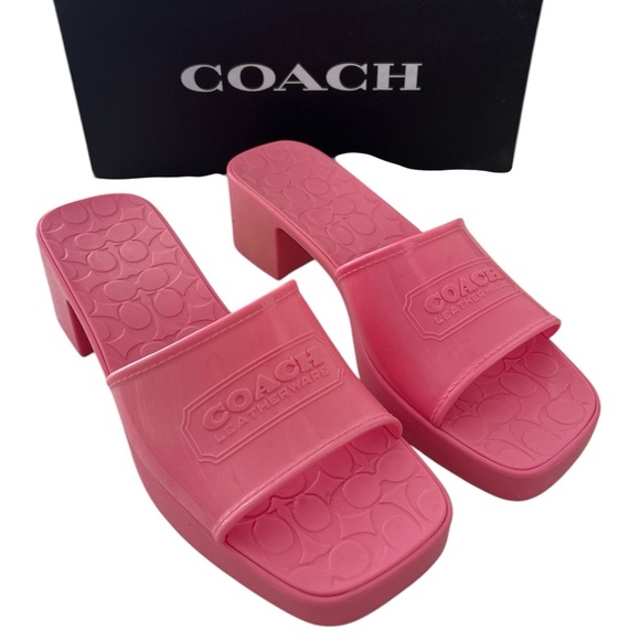 Coach Scarlett Rubber Sandals Petunia Pink Sz 8 - Picture 1 of 7